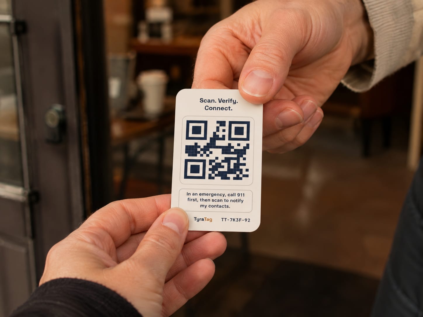A finder scanning a TyraTag with their phone
